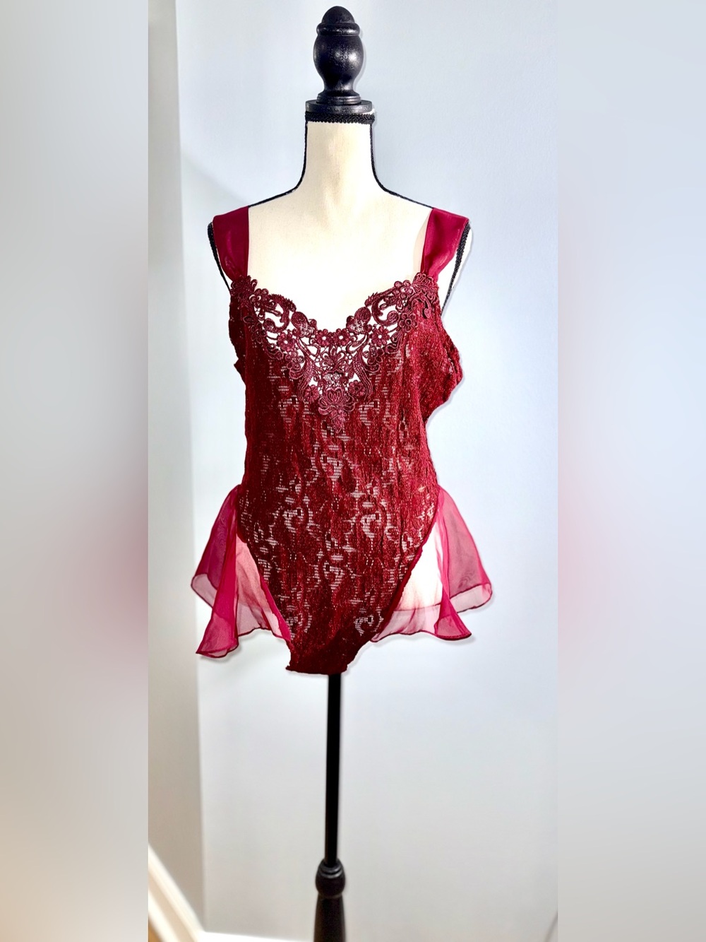 Vintage Blush Circa 2000 Burgundy Lace Teddy NWT NOS Y2K Lingerie 1X Plus SZ!